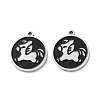 304 Stainless Steel Black Enamel Charms STAS-M102-17P-06-1