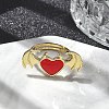 Heart with Wing Enamel Finger Rings RJEW-G337-05G-2