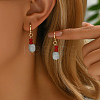 Golden Glass Bead Vintage Ethnic Style Tassel Brass Hoop Earrings for Women RK1435-3-1