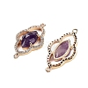 Natural Amethyst Faceted Connector Charms G-B081-01G-01-2