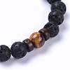 Natural Lava Rock Bead Stretch Bracelets BJEW-JB04296-3