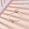Natural Rose Quartz Chips & Pearl Beaded Bracelet BJEW-JB08236-01-2
