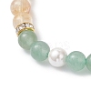3Pcs Natural Mixed Gemstone and Shell Pearl Round Beads Stretch Bracelets for Women BJEW-JB12229-5