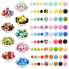 90Pcs 9 Styles Round Silicone Focal Beads SIL-YW0001-77-1