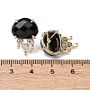 Brass Micro Pave Cubic Zirconia Stud Earring Findings with Natural Black Obsidian KK-Z096-05G-14-3