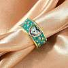 Brass Micro Pave Cubic Zirconia Enamel Cuff Rings for Women RJEW-L113-019G-01-1
