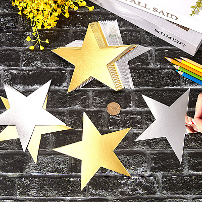 48Pcs 2 Colors Paper Glitter Star Wall Decoration AJEW-SP0001-16B-1