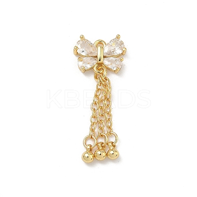 Brass Micro Pave Clear Cubic Zirconia Pendants KK-D228-02G-01-1