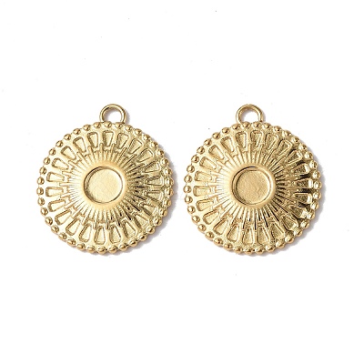 Ion Plating(IP) 304 Stainless Steel Pendant Cabochon Settings STAS-C066-13G-1