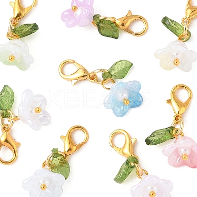 8Pcs 8 Colors Flower Acrylic Pendant Decorations HJEW-FS00034-04-1