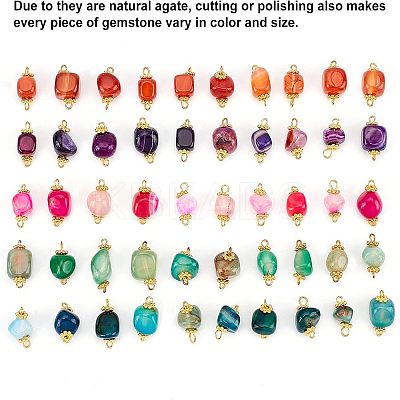 50Pcs 5 Colors Natural Agate Dyed Beads Connector Charms FIND-FG0001-55-1