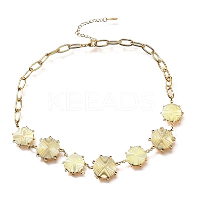304 Stainless Steel Flat Round Vortex Bib Necklaces for Women NJEW-R014-04G-1