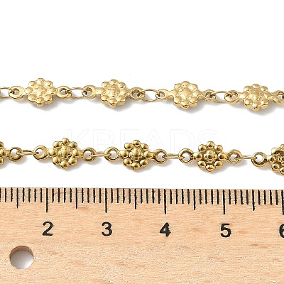 304 Stainless Steel Textured Flower Link Chain Necklaces NJEW-Z084-01G-1