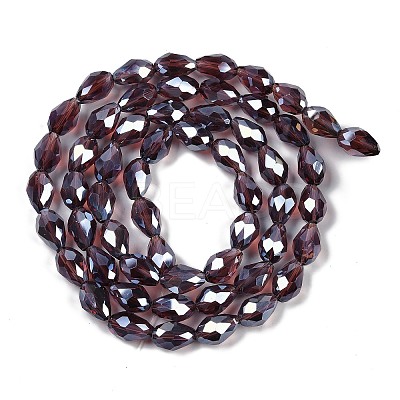 Transparent Electroplate Glass Beads Strands EGLA-N013-T8mm-B05-1