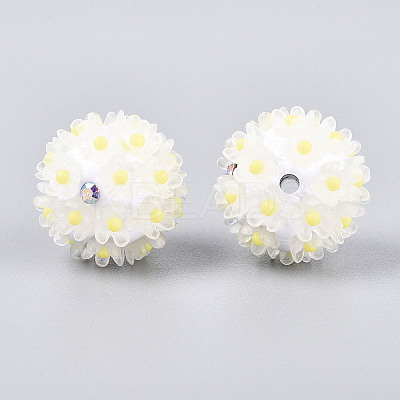 Handmade Polymer Clay Rhinestone with Resin Daisy Flower CLAY-T022-02E-1