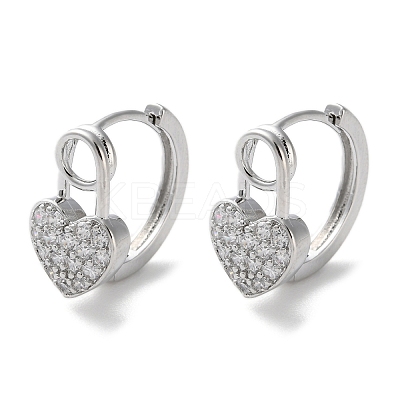 Brass Micro Pave Clear Cubic Zirconia Hoop Earrings EJEW-C121-10P-1