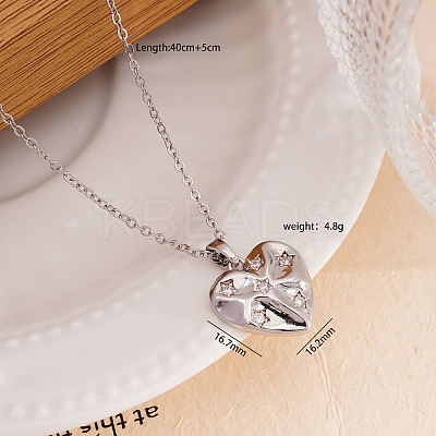 Brass Pave Cubic Zirconia Heart Pendant Necklaces for Women FS-WG96657-06-1