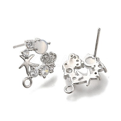 Brass with Cubic Zirconia Stud Earring Finding LS-KK-Q048-20P-1