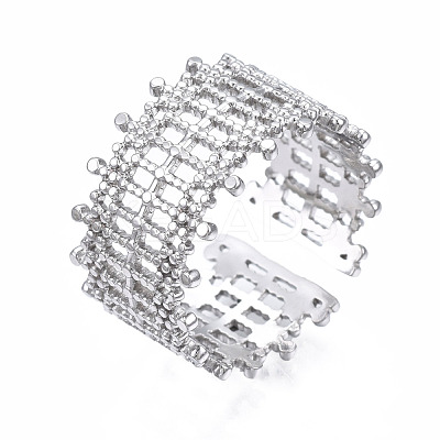 Non-Tarnish 304 Stainless Steel Bar Wrap Open Cuff Ring RJEW-T023-29P-1