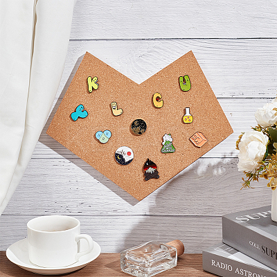 Heart Wall Mounted Brooch Jewelry Display Cork Tray AJEW-WH0433-01E-1