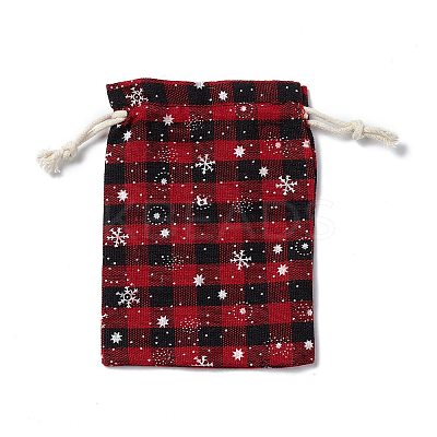 Christmas Theme Rectangle Jute Bags with Jute Cord LS-ABAG-E006-01A-1
