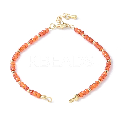Faceted Rondelle Cubic Zirconia Beaded Bracelet Making KK-F892-27G-1