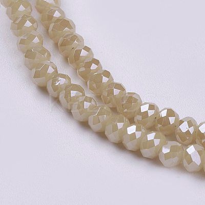 Electroplate Glass Beads Strands GLAA-F077-PL04-1