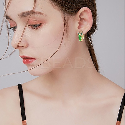 Cubic Zirconia Snake Hoop Earrings with Enamel EJEW-SZ0001-87B-1