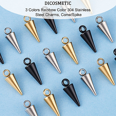 42Pcs 3 Colors 201 Stainless Steel Charms STAS-DC0010-46-1