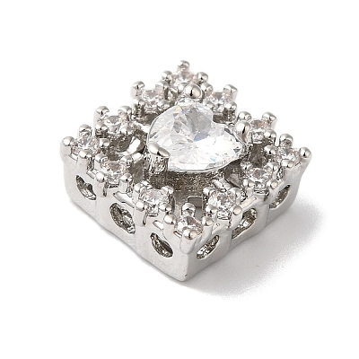 Brass with Clear Cubic Zirconia Beads KK-G503-06P-1