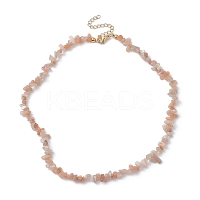 Natural Sunstone Chip Beaded Necklace NJEW-JN04616-05-1