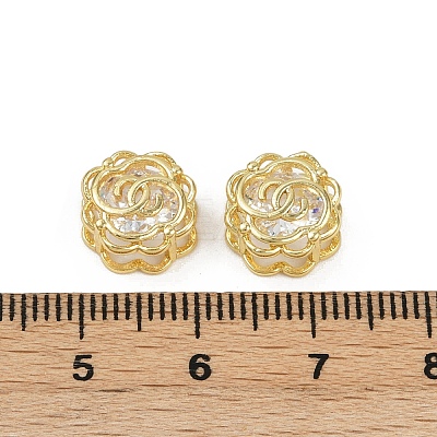 Brass Micro Pave Cubic Zirconia Beads KK-C093-08G-01-1