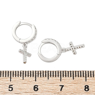 925 Sterling Silver Micro Pave Clear Cubic Zirconia Hoop Earrings for Women EJEW-G427-01P-02-1