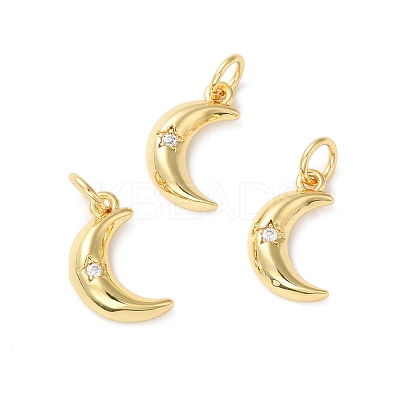 Rack Plating Brass Micro Pave Clear Cubic Zirconia Charms KK-D074-27G-1