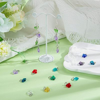 96Pcs 12 Colors Faceted Transparent Glass Charms GLAA-FH0001-50-1