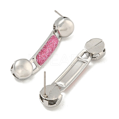 304 Stainless Steel Enamel Stud Earrings EJEW-S229-15P-06-1