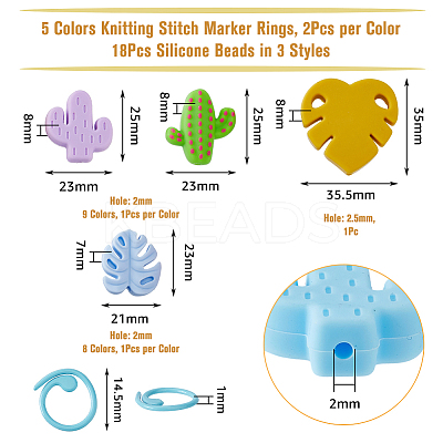 Cactus & Monstera Leaf Food Grade Eco-Friendly Silicone Beads DIY-DC0002-22-1