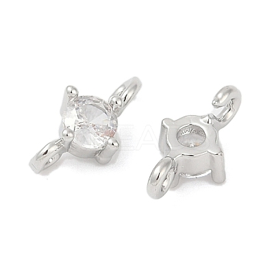 Brass Clear Cubic Zirconia Connector Charms KK-Z094-10P-1