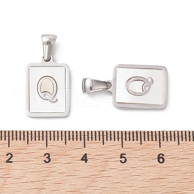 304 Stainless Steel Pave Shell Pendants STAS-G327-01P-Q-1