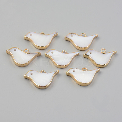 Electroplate Natural Freshwater Shell Pendants SHEL-T017-05-1