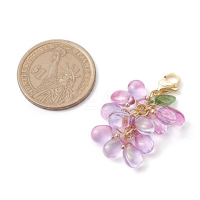 Teardrop Glass & Acrylic Pendant Decoration HJEW-TA00270-1