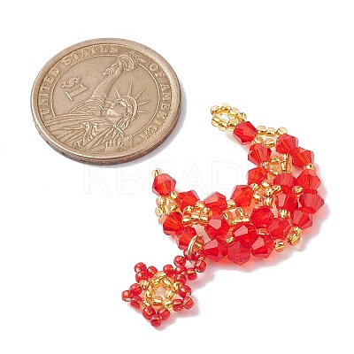 Imitation Austrian Crystal 5301 Glass & TOHO Round Seed Beaded Pendant PALLOY-MZ00179-01-1