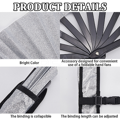 Glitter Plastic & Oxford Cloth Fan with Fan Bags AJEW-WH20022-89C-1