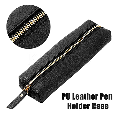 Litchi Print PU Leather Pen Holder Case AJEW-WH0415-89B-1