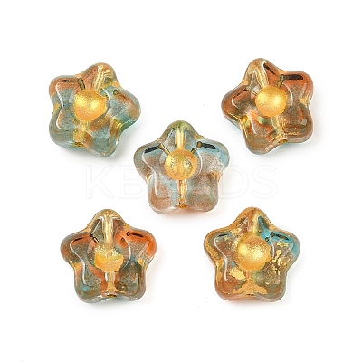 Electroplate and Golden Metal Enlaced Glass Beads EGLA-T029-02E-1