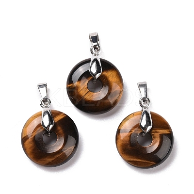 Natural Tiger Eye Pendants G-E059-01P-01-1