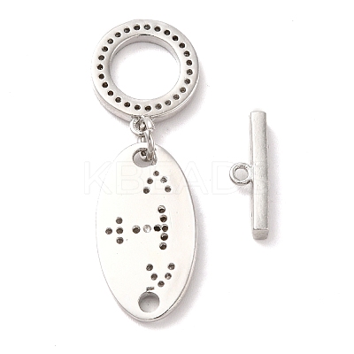 Brass Micro Pave Clear Cubic Zirconia Toggle Clasps KK-M243-11P-1