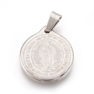 304 Stainless Steel Lady of Guadalupe Pendants STAS-F185-02-1