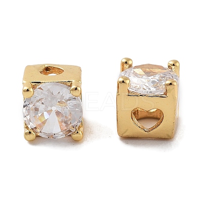 Rack Plating Brass Micro Pave Cubic Zirconia Beads KK-Z071-39G-1