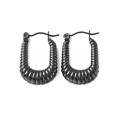 Ion Plating(IP) 304 Stainless Steel Rectangle Hoop Earrings EJEW-P198-01EB-1